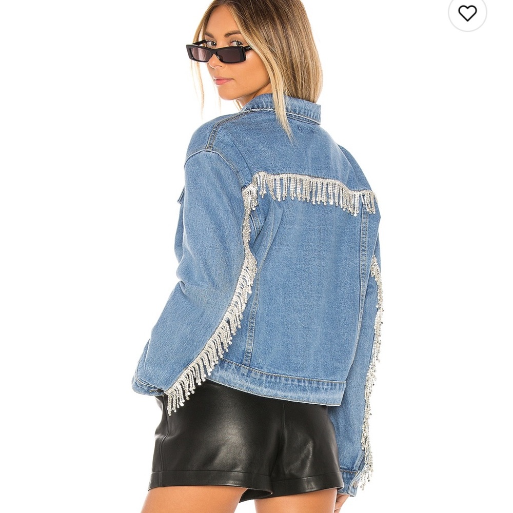 Sold out Revolve Rhinestone fringe denim jacket